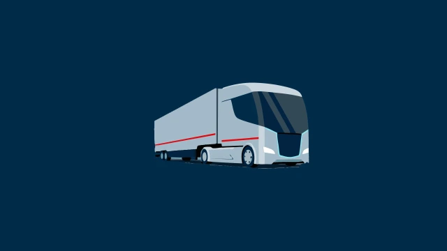 An graphic symbolizing the logistics phases of a product life cycle, depicted by a truck illustration.