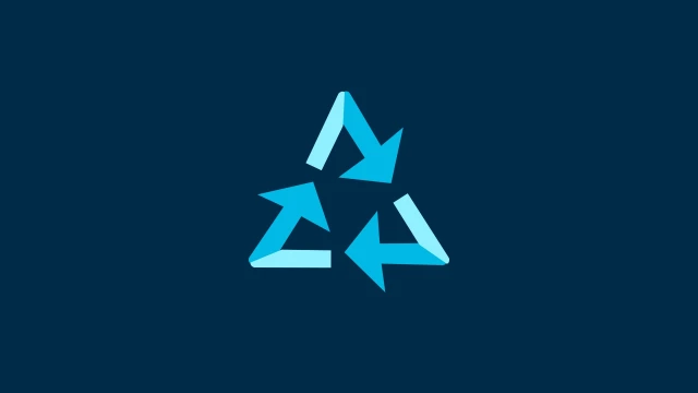 An icon symbolizing the remanufacturing and recycling phase of a product life cycle, using a recycling symbol.