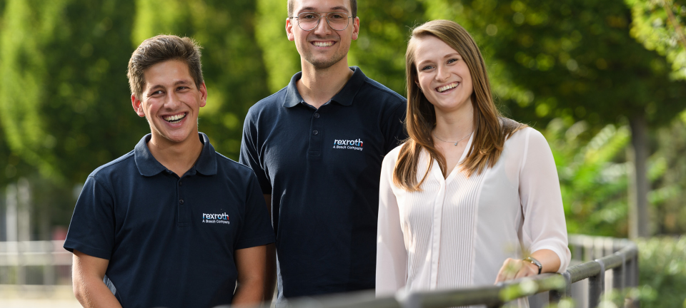 Drei duale Studierende bei Bosch Rexroth