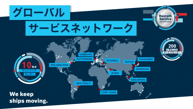 高品質なサービスを、世界中で。お客様の航海を止めない、グローバルサービスネットワーク