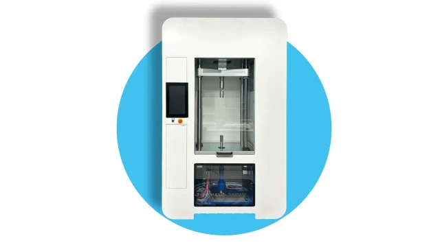 Elektrohydrauliczna oś na niebieskim tle