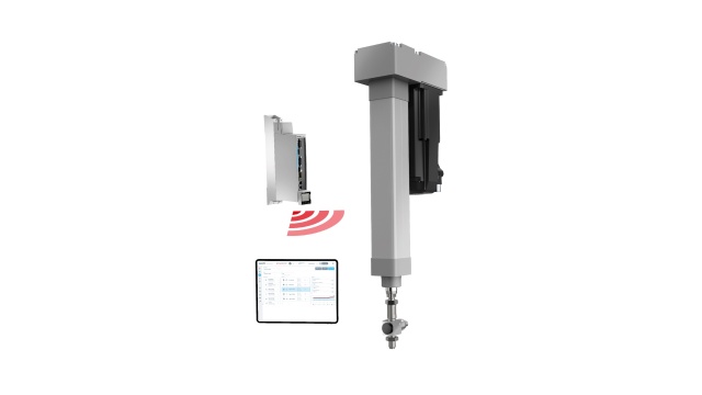 Modułowa serwoprasa: zestaw Smart Function Kit do zaciskania i łączenia z opcjonalną kontrolą siły łączy siłownik elektromechaniczny z odpowiednim sterownikiem napędu i czujnikami. 