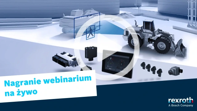 napis nagranie webinarium na żywo, w tle maszyna robocza z pokazanymi technologiami
