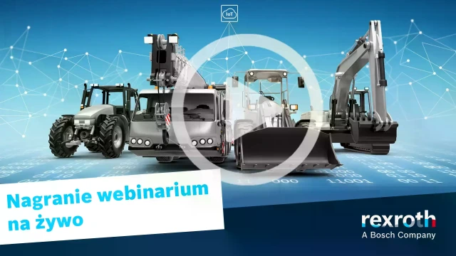 Robocze maszyny mobilne na niebieskim tle