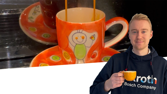 Erik Tegevall med en espresso