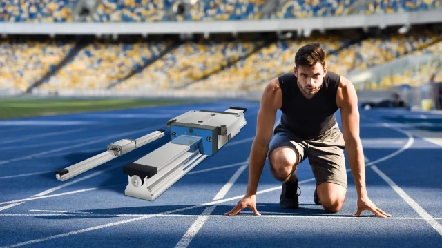 Record-breaking speed: With speeds of up to 10 m/s, the high-speed runner blocks from Bosch Rexroth function very close to the current world record of under 9.6 seconds for the 100 meter sprint. (Image source: Bosch Rexroth AG)
