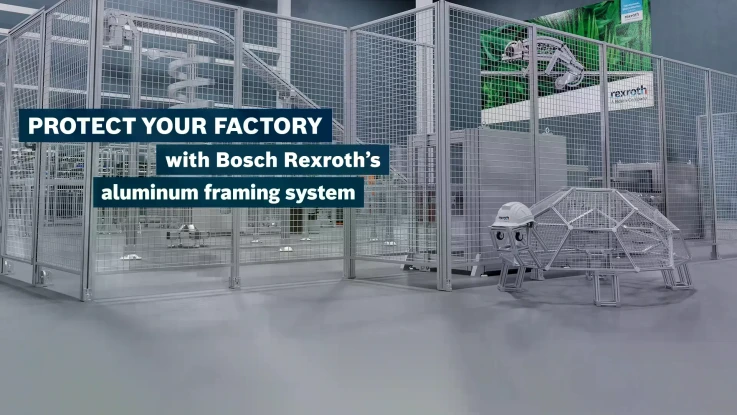 This picture shows a shoal of fish, illustrated with various aluminum profiles from Bosch Rexroth.