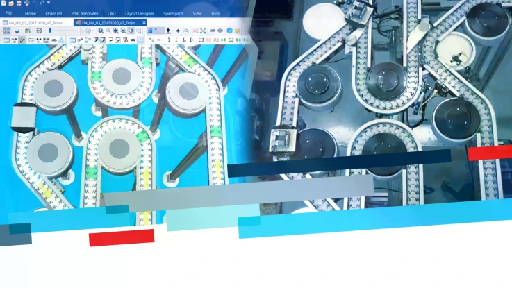 This picture shows a shoal of fish, illustrated with various aluminum profiles from Bosch Rexroth.