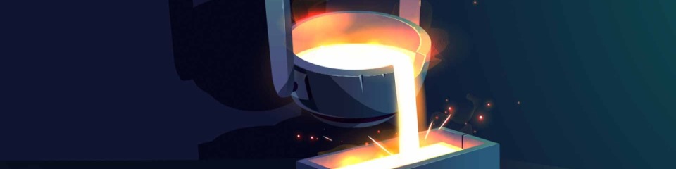 Metal pouring into sustainable trough