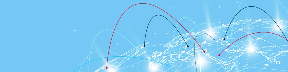 Line illustration of the world showing interconnection of regional locations