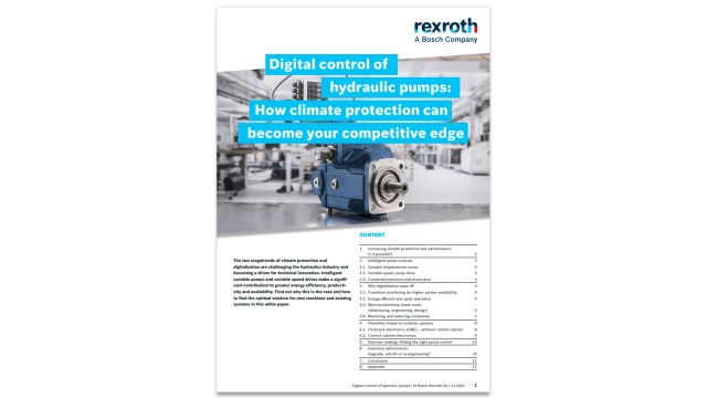 Brožura – Digitální ovládání hydraulických čerpadel: Jak se ochrana klimatu může stát vaší konkurenční výhodou