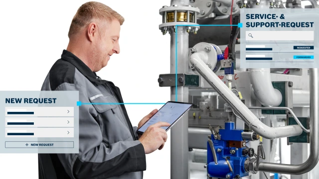 기술자는 Hydraulic Hub를 사용하여 제품에서 직접 서비스 요청을 제출할 수 있습니다