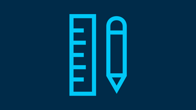 Icon with ruler and pen as symbol for the lifecycle phase pre-design.