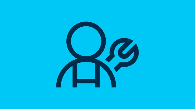 Icon with silhouette and wrench as symbol for life cycle phase Service & Maintenance.