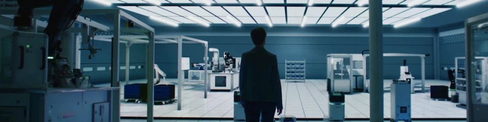 En kvinna i en modern fabrik