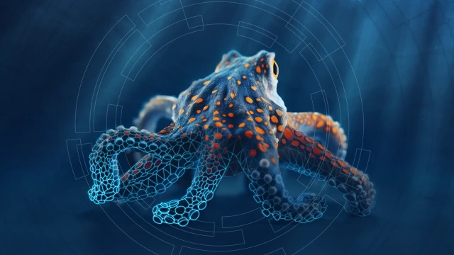 Octopus symboliseert de zeer flexibele aanpassing van individuele oplossingen voor procesautomatisering.