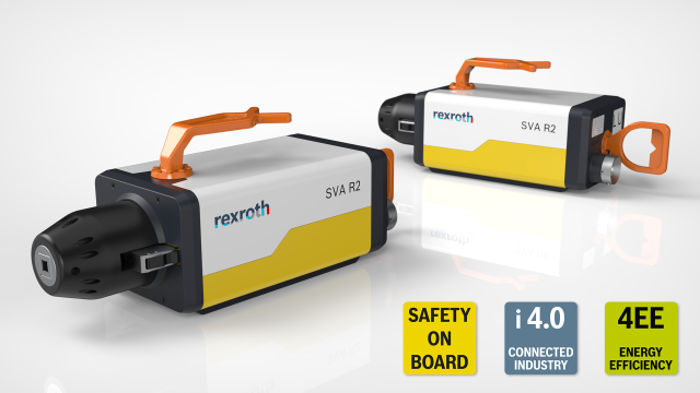 Tegning af Subsea Valve Actuator SVA R2 med logoerne for Safety on Board, Industry 4.0 og for Energy Efficiency.