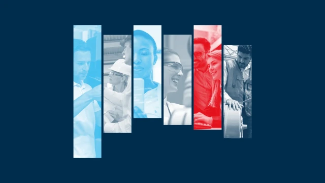 En man och en kvinna i ett Bosch Rexroth kontor