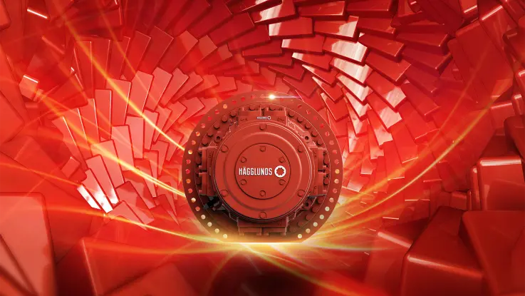 Hägglunds Quantum Icon on red and green background