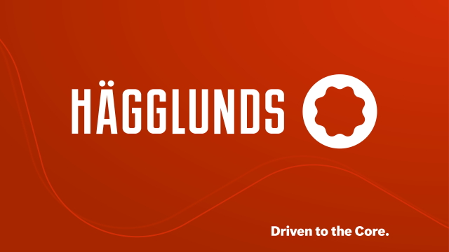 Hägglunds Logo in white on red background