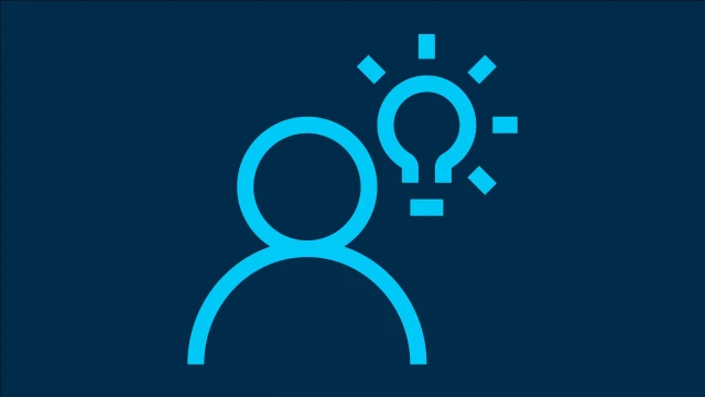 Icon representing the design phase of a product life cycle based on a person with a light bulb.