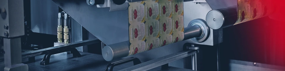 The picture shows a machine that produces packaging.