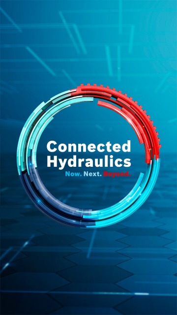 Connected Hydraulics Icon in blue, turquoise and red colour