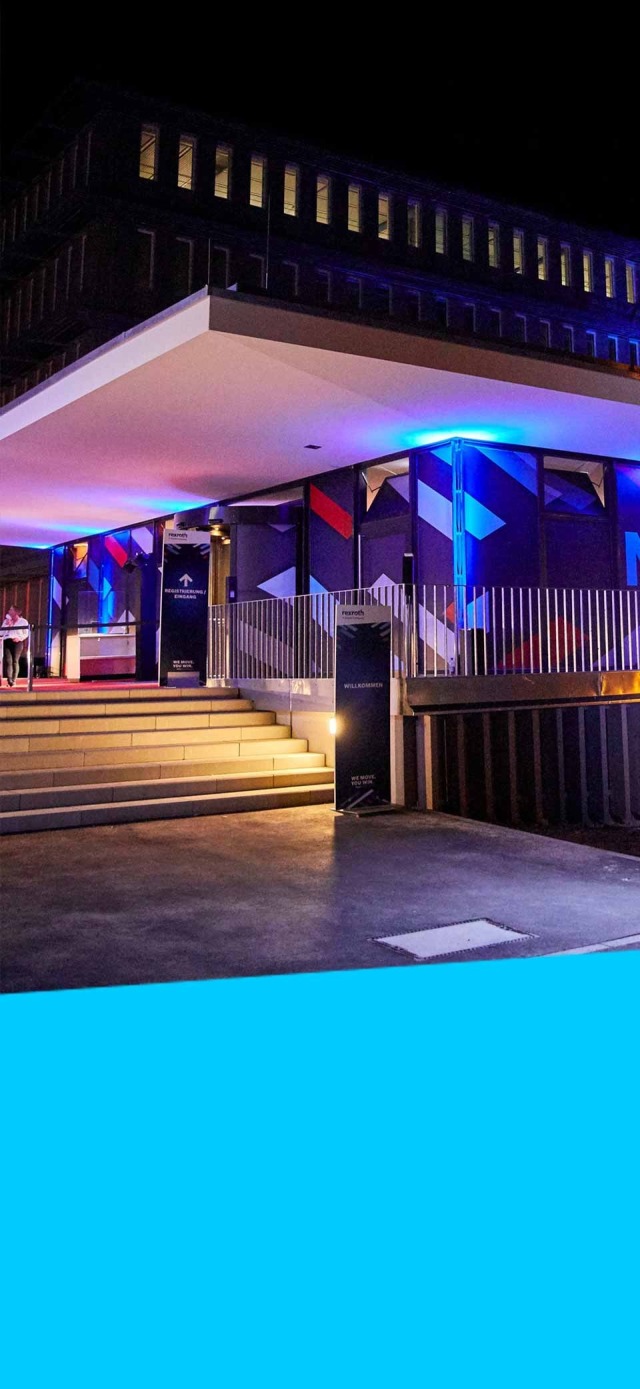 Customer and Innovation Center outside evening launch