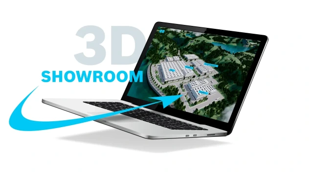 Laptop mit 3D-Showroom