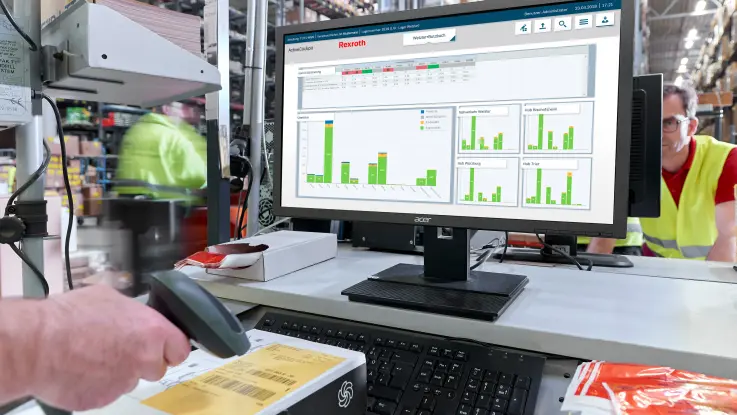 Displaying collected production data on a screen.