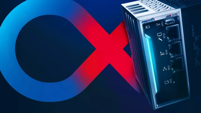 Illustration of a ctrlX AUTOMATION control system from Bosch Rexroth. Link to the Electric Drives and Controls training course.