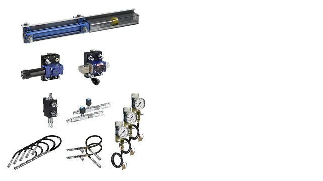 Illustration of the Hydraulix 101 equipment set for the Hydraulix 200/300 workstation for the learning topic On/off hydraulics – First steps