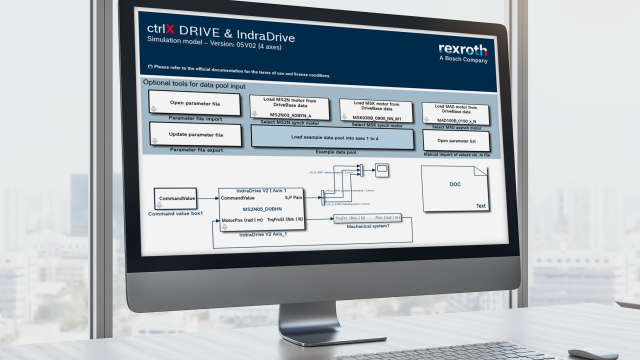 Model-based development of digital solutions thanks to MathWorks and Bosch Rexroth collaboration.