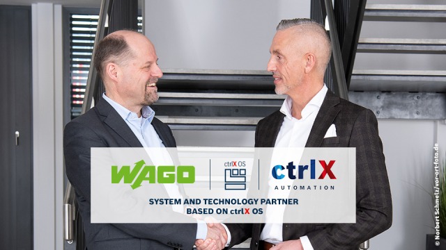 WAGO ist erster System- und Technologiepartner für Betriebssystem ctrlX OS (mit Unternehmenslogos)