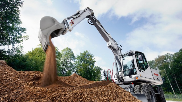 Mobile excavator in use