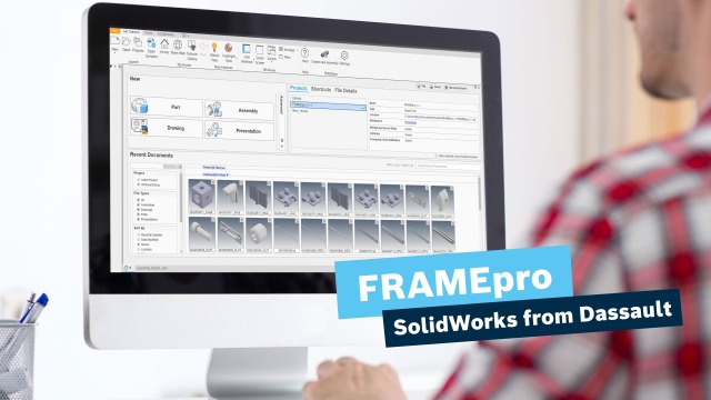 Μηχανικός FRAMEpro που εργάζεται με το CAD plug-in για SolidWorks.