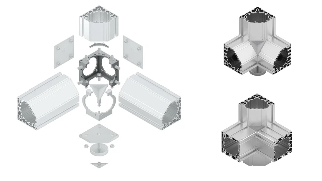 Illustration of Bosch Rexroth profile joints explosion