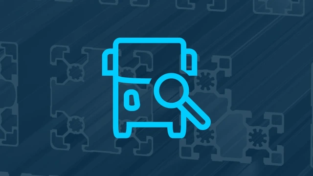 Bus icon in front of aluminum profiles