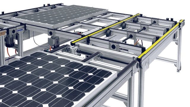 TS 2 pv szállítópálya-rendszer alkalmazása fotovoltaikus modulokhoz
