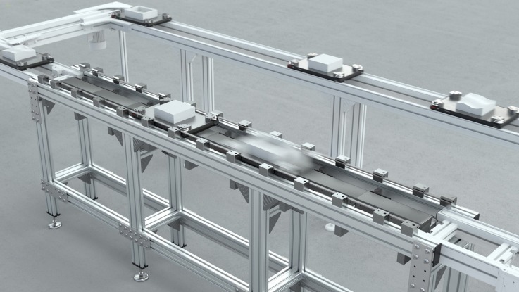 Combination of TS2 plus and TS2 Booster conveyor system from Bosch Rexroth
