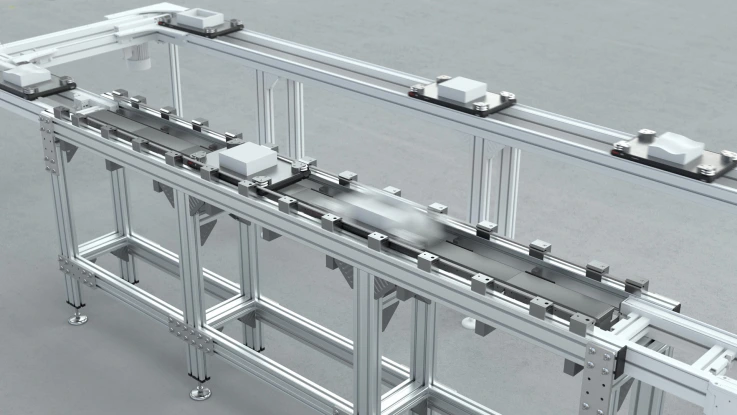 Combination of TS2 plus and TS 2Booster conveyor system from Bosch Rexroth