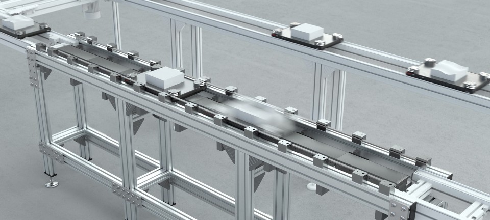 Combination of TS2 plus and TS2 Booster conveyor system from Bosch Rexroth