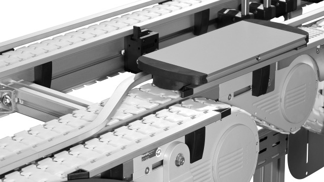Bosch Rexroth VarioFlow plus Chain Conveyor System med arbeidsstykkepall for ESD-miljø