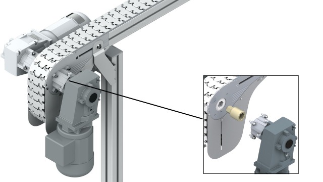 VarioFlow plus Chain Conveyor System view of flexible left and right motor mounting position