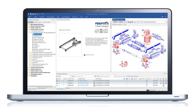 Skærm, der viser produktkatalog-funktionen fra Engineering Software MTpro
