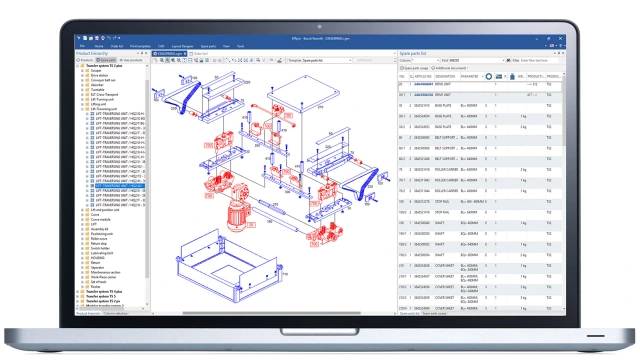 Screen with product catalog function of the MTpro Engineering Software 