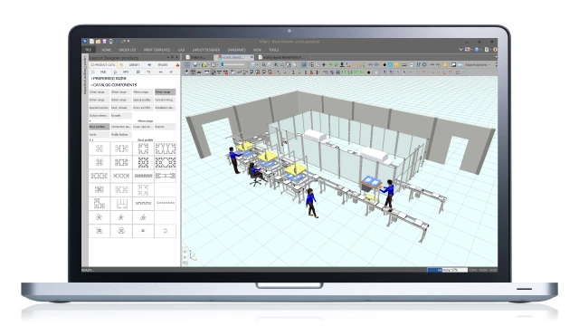 View of an assembly line configured with the engineering tool MTpro. 