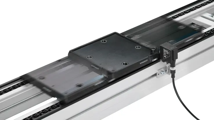 ID 15 identification system on a workpiece pallet on the Bosch Rexroth TS 2plus Transfer System