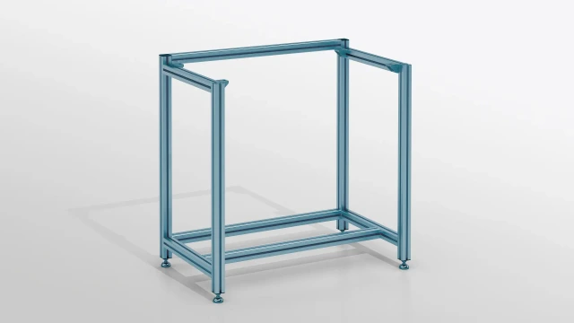 Rectangular aluminum frame with feet, free choice of table top