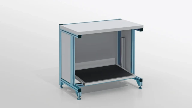 Desk made of aluminum with feet, incl. table top and footrest